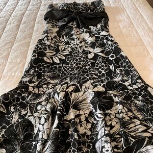 Elegant Black and White Floral Dress